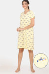 Zivame My Besties Knit Cotton Knee Length Nightdress - Pastel Yellow — thumbnail 1